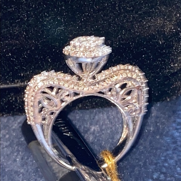 Dimond Ring 14K white solid gold Women's Ring elegant and chic - Picture 3 of 12